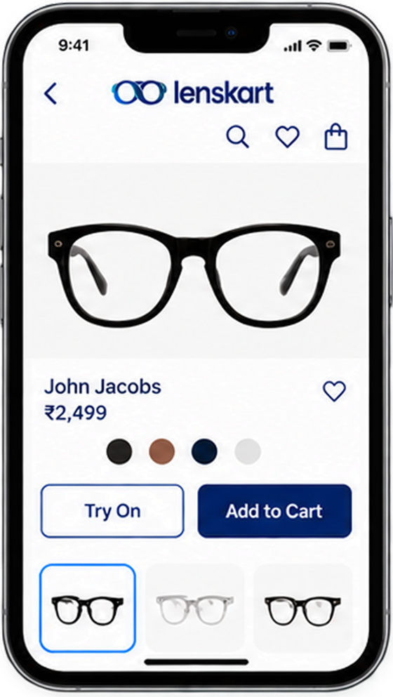 Lenskart product page with Try On